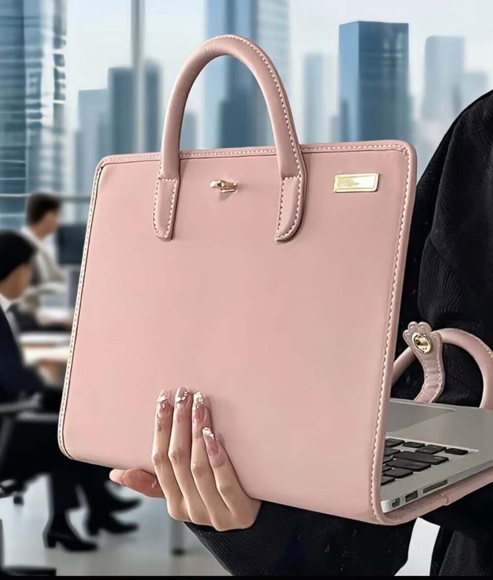 Protective Creative Pink Laptop Bag Case PU Leather with Handle